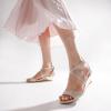 image:imageDREAM PAIRS Womens Low Wedge Sandals Ankle Strap Heel Sandal Open Toe Wide Dress Summer ShoesGold