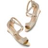 image:imageDREAM PAIRS Womens Low Wedge Sandals Ankle Strap Heel Sandal Open Toe Wide Dress Summer ShoesGold