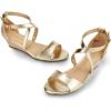 image:imageDREAM PAIRS Womens Low Wedge Sandals Ankle Strap Heel Sandal Open Toe Wide Dress Summer ShoesGoldpu