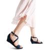 image:imageDREAM PAIRS Womens Low Wedge Sandals Ankle Strap Heel Sandal Open Toe Wide Dress Summer ShoesNavysuede