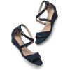 image:imageDREAM PAIRS Womens Low Wedge Sandals Ankle Strap Heel Sandal Open Toe Wide Dress Summer ShoesNavysuede