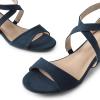 image:imageDREAM PAIRS Womens Low Wedge Sandals Ankle Strap Heel Sandal Open Toe Wide Dress Summer ShoesNavysuede