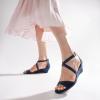 image:imageDREAM PAIRS Womens Low Wedge Sandals Ankle Strap Heel Sandal Open Toe Wide Dress Summer ShoesNavysuede