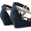image:imageDREAM PAIRS Womens Low Wedge Sandals Ankle Strap Heel Sandal Open Toe Wide Dress Summer ShoesNavysuede
