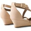 image:imageDREAM PAIRS Womens Low Wedge Sandals Ankle Strap Heel Sandal Open Toe Wide Dress Summer ShoesNudenubuck
