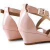 image:imageDREAM PAIRS Womens Low Wedge Sandals Ankle Strap Heel Sandal Open Toe Wide Dress Summer ShoesNudepat