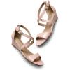 image:imageDREAM PAIRS Womens Low Wedge Sandals Ankle Strap Heel Sandal Open Toe Wide Dress Summer ShoesNudepat