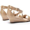 image:imageDREAM PAIRS Womens Low Wedge Sandals Ankle Strap Heel Sandal Open Toe Wide Dress Summer ShoesNudepat1