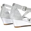 image:imageDREAM PAIRS Womens Low Wedge Sandals Ankle Strap Heel Sandal Open Toe Wide Dress Summer ShoesSilver