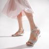 image:imageDREAM PAIRS Womens Low Wedge Sandals Ankle Strap Heel Sandal Open Toe Wide Dress Summer ShoesSilver
