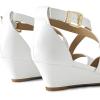 image:imageDREAM PAIRS Womens Low Wedge Sandals Ankle Strap Heel Sandal Open Toe Wide Dress Summer ShoesWhitepu