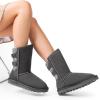 image:imageDREAM PAIRS Womens Mid Calf Winter Snow Boots Fashion FuzzyChic Buckle BootiesGrey