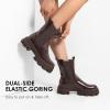 image:imageDREAM PAIRS Womens Platform Chelsea Boots Lug Sole Combat Mid Calf Slip On Chunky Ankle BootiesBrown