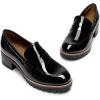 image:imageDREAM PAIRS Womens Platform Chunky Heeled Loafers Womens Business Casual ShoesBlack Pat