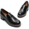 image:imageDREAM PAIRS Womens Platform Chunky Heeled Loafers Womens Business Casual ShoesBlack Pu