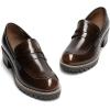 image:imageDREAM PAIRS Womens Platform Chunky Heeled Loafers Womens Business Casual ShoesBrown Pu