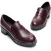 image:imageDREAM PAIRS Womens Platform Chunky Heeled Loafers Womens Business Casual ShoesBurgundy Pu
