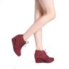 image:imageDREAM PAIRS Womens Wedge Boots Casual Fashion Lace Up Low Heel Ankle Booties ShoesBurgundy