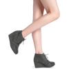 image:imageDREAM PAIRS Womens Wedge Boots Casual Fashion Lace Up Low Heel Ankle Booties ShoesGrey