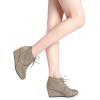 image:imageDREAM PAIRS Womens Wedge Boots Casual Fashion Lace Up Low Heel Ankle Booties ShoesTaupe