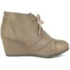 image:imageDREAM PAIRS Womens Wedge Boots Casual Fashion Lace Up Low Heel Ankle Booties ShoesTaupe