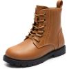image:imageDREAM PAIRS Boys Girls Side Zipper Combat Ankle BootsToddlerLittle KidCamel