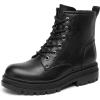 image:imageDREAM PAIRS Combat Boots Ankle Booties Laceup Platform Side Zipper Lug Sole Boots Ankle Boots for WomenBlack
