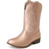 image:imageDREAM PAIRS Cowgirl Cowboy Western Boots Girls Mid Calf Riding Shoes Little KidBig KidRose Gold