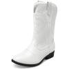 image:imageDREAM PAIRS Cowgirl Cowboy Western Boots Girls Mid Calf Riding Shoes Little KidBig KidWhite
