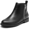 image:imageDREAM PAIRS Girls Ankle Boots Kids Fashion Booties with Glitter Stars Side Zipper Low Heels Warm Shoes for ToddlerLittle KidBig KidBlackPu