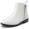 image:imageDREAM PAIRS Girls Ankle Boots Kids Fashion Booties with Glitter Stars Side Zipper Low Heels Warm Shoes for ToddlerLittle KidBig KidWhite