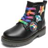 image:imageDREAM PAIRS Girls Boys Glitter Ankle Boots Side Zipper Combat Shoes with Lace Up for ToddlerLittle KidBig KidBlack  Multicolor