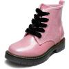 image:imageDREAM PAIRS Girls Boys Glitter Ankle Boots Side Zipper Combat Shoes with Lace Up for ToddlerLittle KidBig KidPinkPu