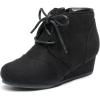 image:imageDREAM PAIRS Girls Low Wedge Heel Booties Side Zipper Ankle Boots ToddlerLittle KidBig KidBlack
