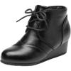 image:imageDREAM PAIRS Girls Low Wedge Heel Booties Side Zipper Ankle Boots ToddlerLittle KidBig KidBlackpu