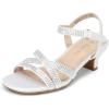 image:imageDREAM PAIRS Girls Sandals Low Heel Dress Open Toe Sandals Flower Wedding Party for Little KidBig KidWhite