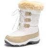 image:imageDREAM PAIRS Girls Snow Boots Warm Cozy AntiSlip Lightweight Mid Calf Faux Fur Lining Winter Shoes for LittleBig KidsBeigeWhite