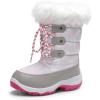 image:imageDREAM PAIRS Girls Snow Boots Warm Cozy AntiSlip Lightweight Mid Calf Faux Fur Lining Winter Shoes for LittleBig KidsGreyPink