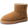image:imageDREAM PAIRS Snow Boots for Women Genuine Suede Faux Fur Lining AntiSlip Warm Winter Booties Slip On Memory Foam Ankle Boots FuzzyClassic Low BootsChestnut
