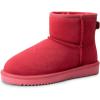 image:imageDREAM PAIRS Snow Boots for Women Genuine Suede Faux Fur Lining AntiSlip Warm Winter Booties Slip On Memory Foam Ankle Boots FuzzyClassic Low BootsRed