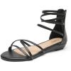 image:imageDREAM PAIRS Womens Ankle Strap Flat Sandals Summer Dressy Strappy Gladiator Rhinestones SandalsBlackPu