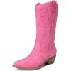 image:imageDREAM PAIRS Womens Cowboy Boots Pull On Cowgirl Boots Mid Calf Western Boots Available in Regular and Wide CalfHot Pink