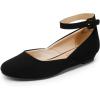 image:imageDREAM PAIRS Womens Dress Flats Ballet Low Wedge Round Toe Ankle Strap Comfortable Casual Flats ShoesBlack Nubuck