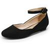 image:imageDREAM PAIRS Womens Dress Flats Ballet Low Wedge Round Toe Ankle Strap Comfortable Casual Flats ShoesBlack Suede