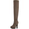 image:imageDREAM PAIRS Womens HIGHPLAT Chunky Thigh High Over The Knee High Heel BootsKhaki