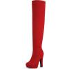 image:imageDREAM PAIRS Womens HIGHPLAT Chunky Thigh High Over The Knee High Heel BootsRed