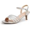 image:imageDREAM PAIRS Womens Kitten Heels Open Round Toe Comfortable Strappy Heels for Dressy Wedding Party Evening SandalsSilverglitter