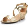 image:imageDREAM PAIRS Womens Low Wedge Sandals Ankle Strap Heel Sandal Open Toe Wide Dress Summer ShoesGoldpu