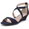 image:imageDREAM PAIRS Womens Low Wedge Sandals Ankle Strap Heel Sandal Open Toe Wide Dress Summer ShoesNavysuede