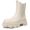 image:imageDREAM PAIRS Womens Platform Chelsea Boots Lug Sole Combat Mid Calf Slip On Chunky Ankle BootiesBeigeWhitePu